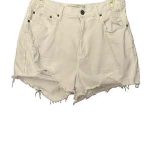 Abercrombie & Fitch White Distressed Denim Shorts Sz 31/12 High Rise